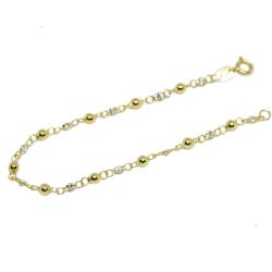 Pulseira Zirc�nias e Bolas Infantil em Ouro 18 Kilates - 25272